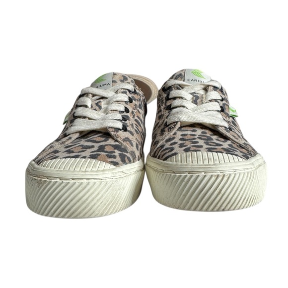 Cariuma OFA Low Top Leopard Print 2 Suede Sneakers Lace Up Shoes Womens 6.5 - Picture 2 of 11